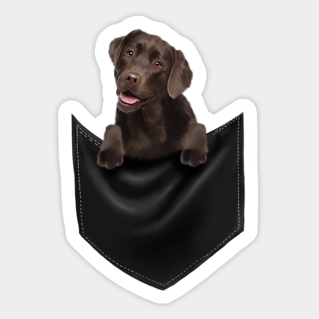 Brown labrador Retriever Dog inside Pocket, Lab Dog Love Sticker by logiamerch
